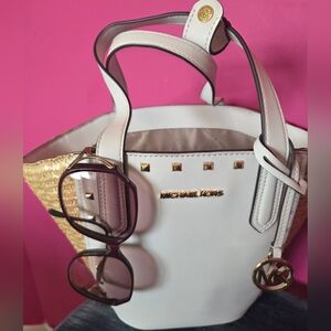 Michael Kors White and Gold Tote Bag